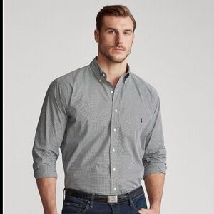 Men! NWT Ralph Lauren Black Point Collar Button Down Poplin Shirt size 5XB